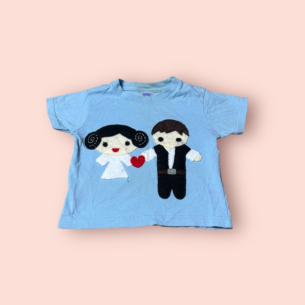 Toddler Light Blue Star Wars Luke Skywalker Princess Leia Mi Cielo Tee Size 3